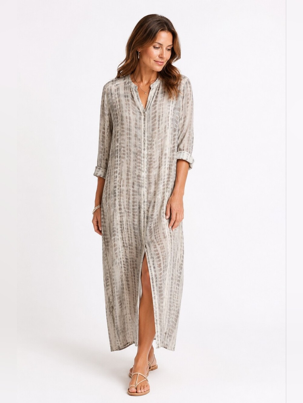 Soft Surrounding Lagenlook Maxi Shirt Dress Sheer 2AC20 Coastal Luxury Cover Up - Picture 1 of 6